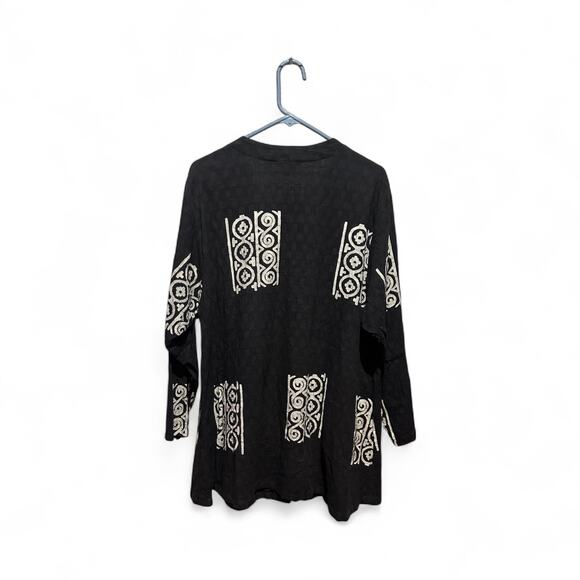 Vintage Asiacraft Button Up Lonngsleeve Handmade Shirt Black Indonesia Sz L - Picture 2 of 5